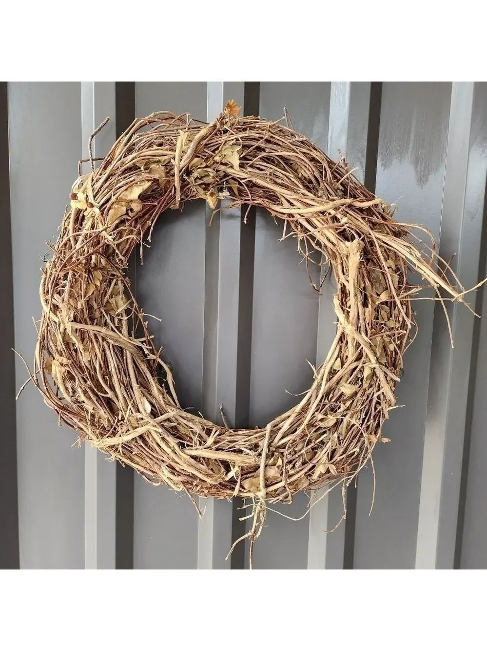Twig and leaf wrapped rustic western farmhouse wreath Fall festive 18